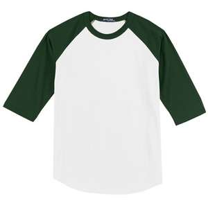 Sport-Tek Colorblock Raglan Jersey - Dark/All White/Green, Forest