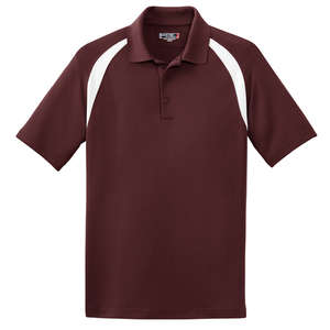 Sport-Tek Dry Zone Colorblock Raglan Sport Shirt - Dark/All Maroon/White