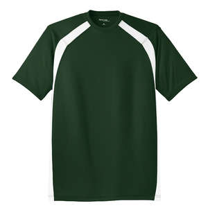 Sport-Tek Dry Zone Colorblock Crew - Dark/All Green, Forest/White