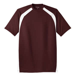 Sport-Tek Dry Zone Colorblock Crew - Dark/All Maroon/White
