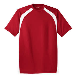 Sport-Tek Dry Zone Colorblock Crew - Dark/All Red/White