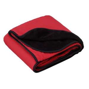 Port Authority Fleece and Nylon Travel Blanket - Dark/All Red/Black