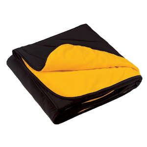 Port Authority Fleece and Nylon Travel Blanket - Dark/All Black/Gold, Athletic