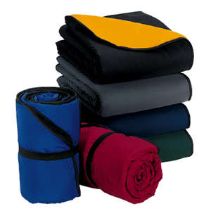Custom Promotional Port Authority Fleece and Nylon Travel Blanket - Dark/All