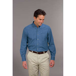Port Authority Tall Long Sleeve Denim Shirt - Dark/All 