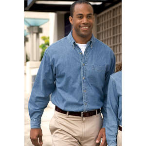 Port Authority Tall Long Sleeve Denim Shirt - Dark/All 
