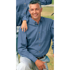 Port Authority Tall Long Sleeve Denim Shirt - Dark/All 