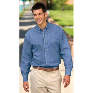 Port Authority Tall Long Sleeve Denim Shirt - Dark/All 