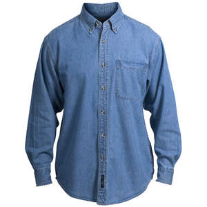 Port Authority Tall Long Sleeve Denim Shirt - Dark/All Blue, Faded