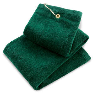 Port Authority Grommeted Tri-Fold Golf Towel - Dark/All Green, Hunter