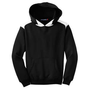 Sport-Tek Youth Pullover Hooded Sweatshirt with Contrast Color - Dark/All Black