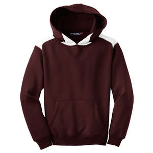 Sport-Tek Youth Pullover Hooded Sweatshirt with Contrast Color - Dark/All Maroon