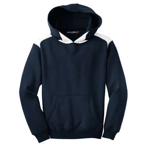 Sport-Tek Youth Pullover Hooded Sweatshirt with Contrast Color - Dark/All Blue, Navy