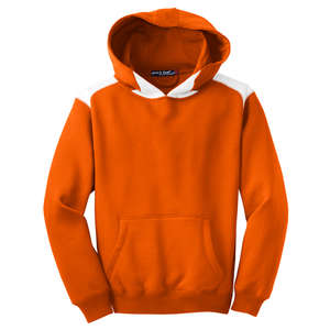 Sport-Tek Youth Pullover Hooded Sweatshirt with Contrast Color - Dark/All Orange