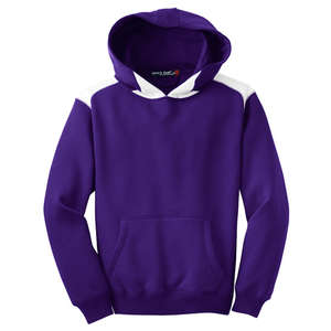 Sport-Tek Youth Pullover Hooded Sweatshirt with Contrast Color - Dark/All Purple
