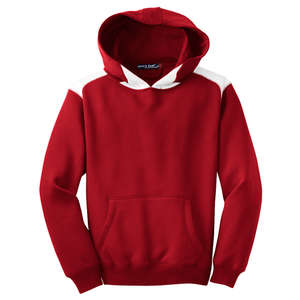Sport-Tek Youth Pullover Hooded Sweatshirt with Contrast Color - Dark/All Red
