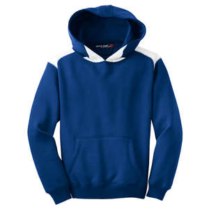 Sport-Tek Youth Pullover Hooded Sweatshirt with Contrast Color - Dark/All Blue, Royal