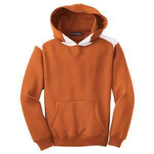 Sport-Tek Youth Pullover Hooded Sweatshirt with Contrast Color - Dark/All Orange, Texas