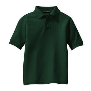 Port Authority Youth Silk Touch Sport Shirt - Dark/All Green, Dark