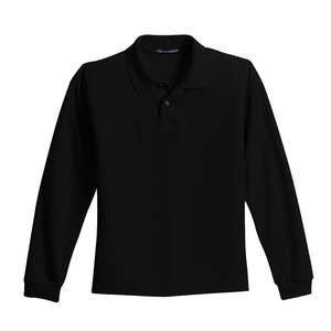 Port Authority Youth Long Sleeve Silk Touch Sport Shirt - Dark/All Black