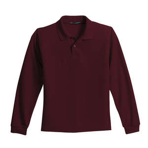 Port Authority Youth Long Sleeve Silk Touch Sport Shirt - Dark/All Burgundy
