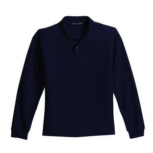 Port Authority Youth Long Sleeve Silk Touch Sport Shirt - Dark/All Blue, Navy