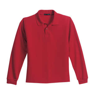 Port Authority Youth Long Sleeve Silk Touch Sport Shirt - Dark/All Red