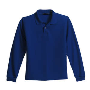 Port Authority Youth Long Sleeve Silk Touch Sport Shirt - Dark/All Blue, Royal