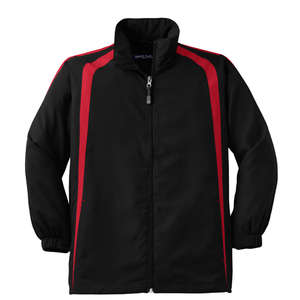 Sport-Tek Youth Colorblock Raglan Jacket - Dark/All Black/Red