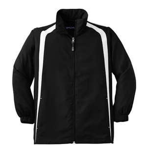 Sport-Tek Youth Colorblock Raglan Jacket - Dark/All Black/White