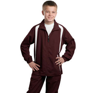 Sport-Tek Youth Colorblock Raglan Jacket - Dark/All Maroon/White