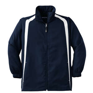 Sport-Tek Youth Colorblock Raglan Jacket - Dark/All Blue, Navy/White