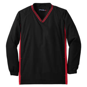Sport-Tek Youth Tipped V-Neck Raglan Wind Shirt - Dark/All