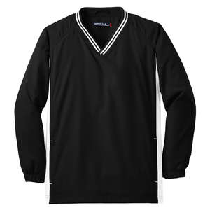 Sport-Tek Youth Tipped V-Neck Raglan Wind Shirt - Dark/All