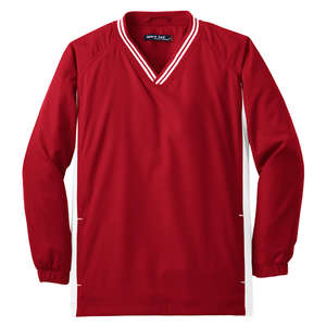 Sport-Tek Youth Tipped V-Neck Raglan Wind Shirt - Dark/All