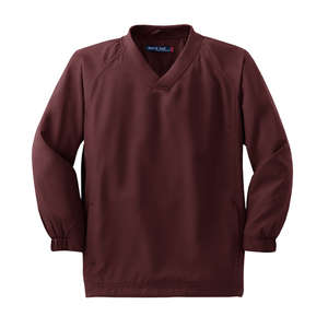 Sport-Tek Youth V-Neck Raglan Wind Shirt - Dark/All Maroon
