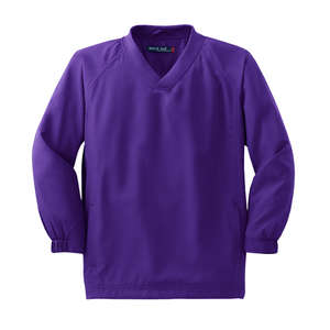 Sport-Tek Youth V-Neck Raglan Wind Shirt - Dark/All Purple
