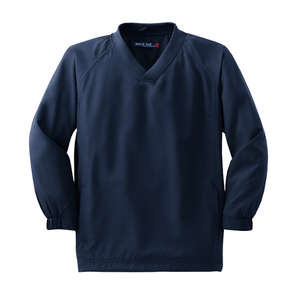 Sport-Tek Youth V-Neck Raglan Wind Shirt - Dark/All Blue, True Navy