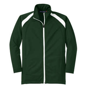 Sport-Tek Youth Tricot Track Jacket - Dark/All Green, Forest/White