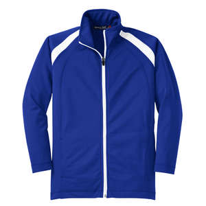 Sport-Tek Youth Tricot Track Jacket - Dark/All Blue, Royal/White