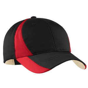 Sport-Tek Youth Dry Zone Nylon Colorblock Cap - Dark/All Black/Red