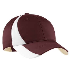 Sport-Tek Youth Dry Zone Nylon Colorblock Cap - Dark/All Maroon/White