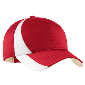 Sport-Tek Youth Dry Zone Nylon Colorblock Cap - Dark/All Red/White
