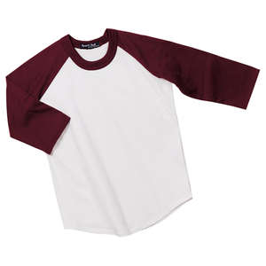 Sport-Tek Youth Colorblock Raglan Jersey - Dark/All White/Red, Cardinal