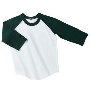 Sport-Tek Youth Colorblock Raglan Jersey - Dark/All White/Green, Forest