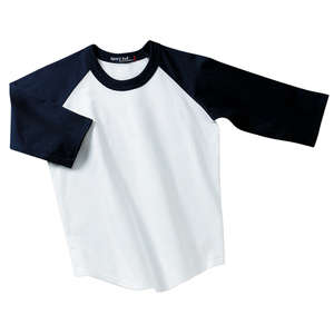 Sport-Tek Youth Colorblock Raglan Jersey - Dark/All White/Blue, Navy