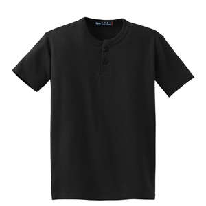Sport-Tek Youth Short Sleeve Henley - Dark/All Black
