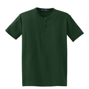Sport-Tek Youth Short Sleeve Henley - Dark/All Green, Forest
