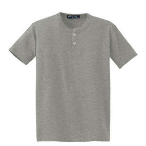 Sport-Tek Youth Short Sleeve Henley - Dark/All Gray, Heather
