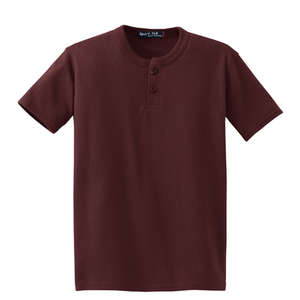 Sport-Tek Youth Short Sleeve Henley - Dark/All Maroon